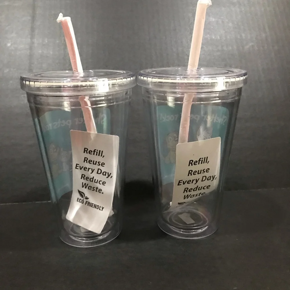 Travel Tumblers NEW 16oz Beverage Drink Set of 2 Dogs Cats Shelter Pets Rock