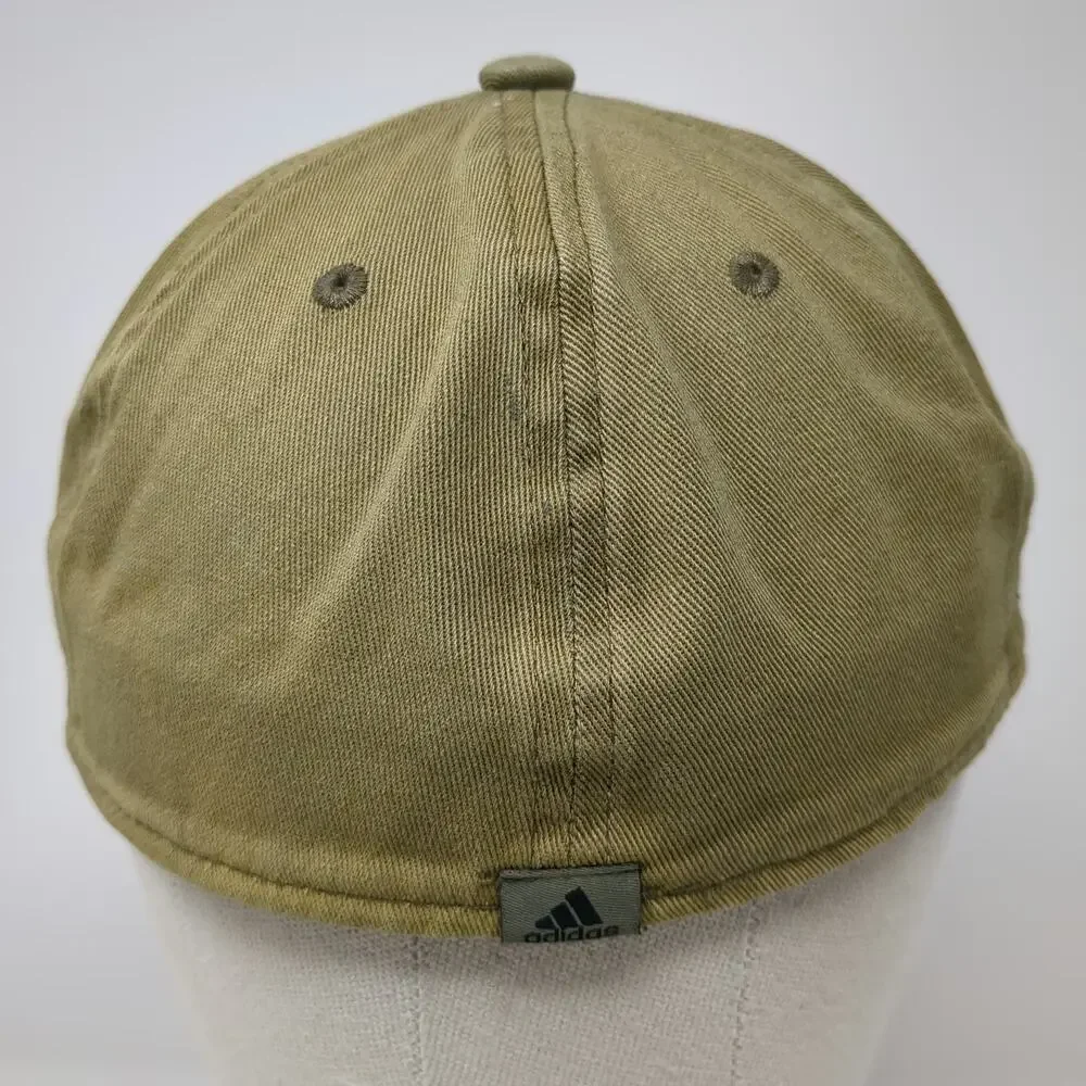 Adidas Baseball Cap Green M Cotton A-Flex Fitted Embroidered Logo Sport Hat