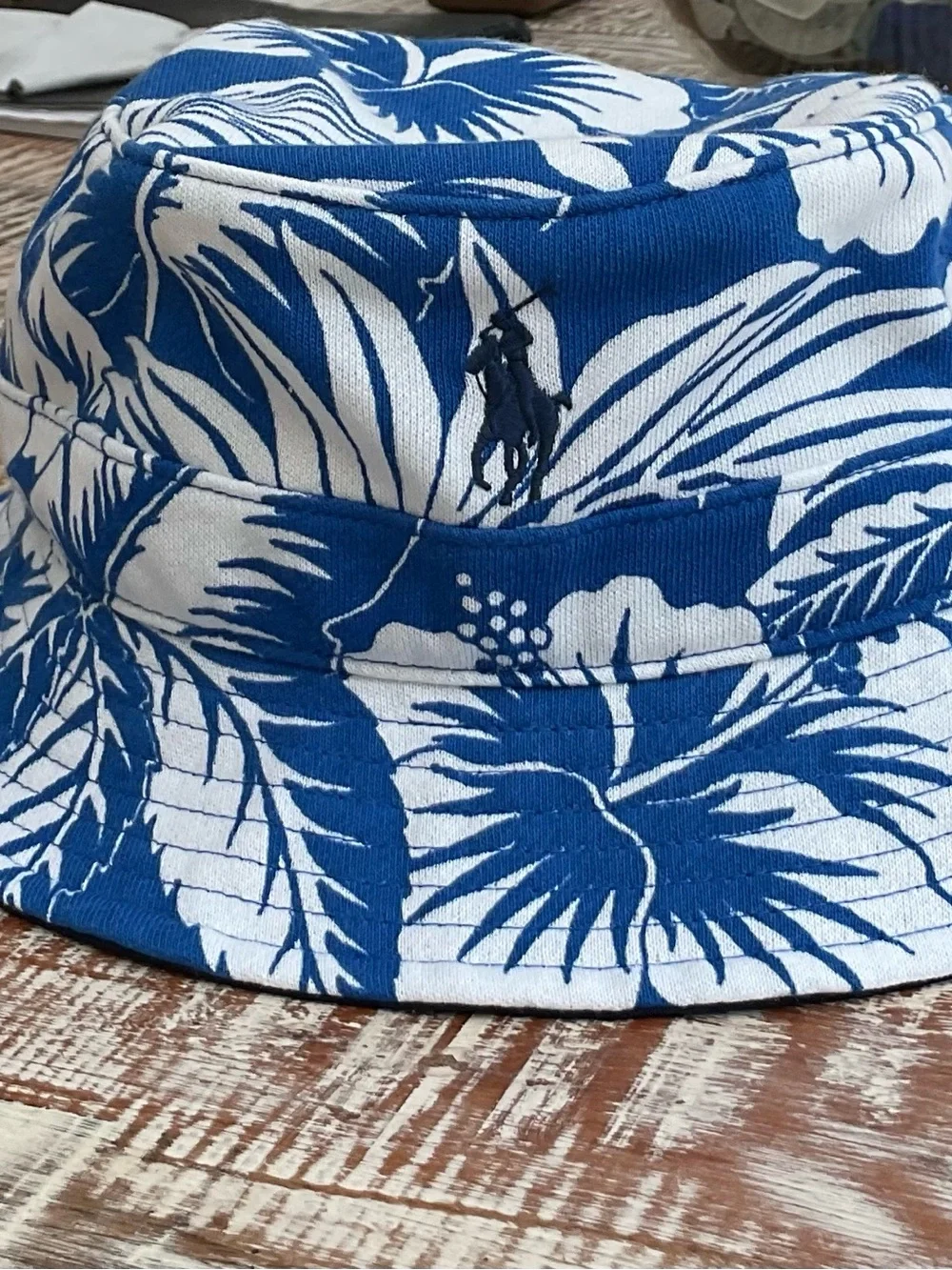 Ralph Lauren Blue & White Floral Bucket Hat S/M  NWT