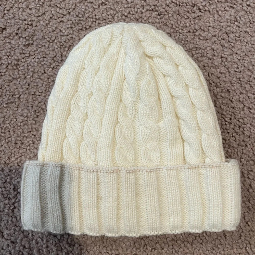Fashion Y2K Unisex Cream Thick Cable Knit Beanie