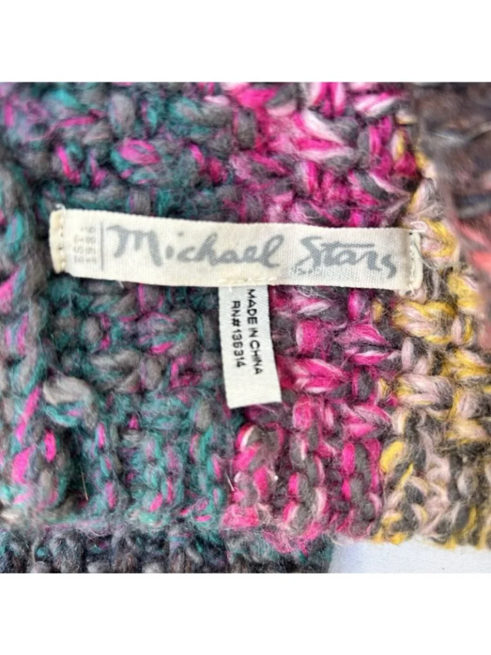 Michael Stars Multicolor Chunky Knit Scarf Colorful Large Infinity Crochet Comfy