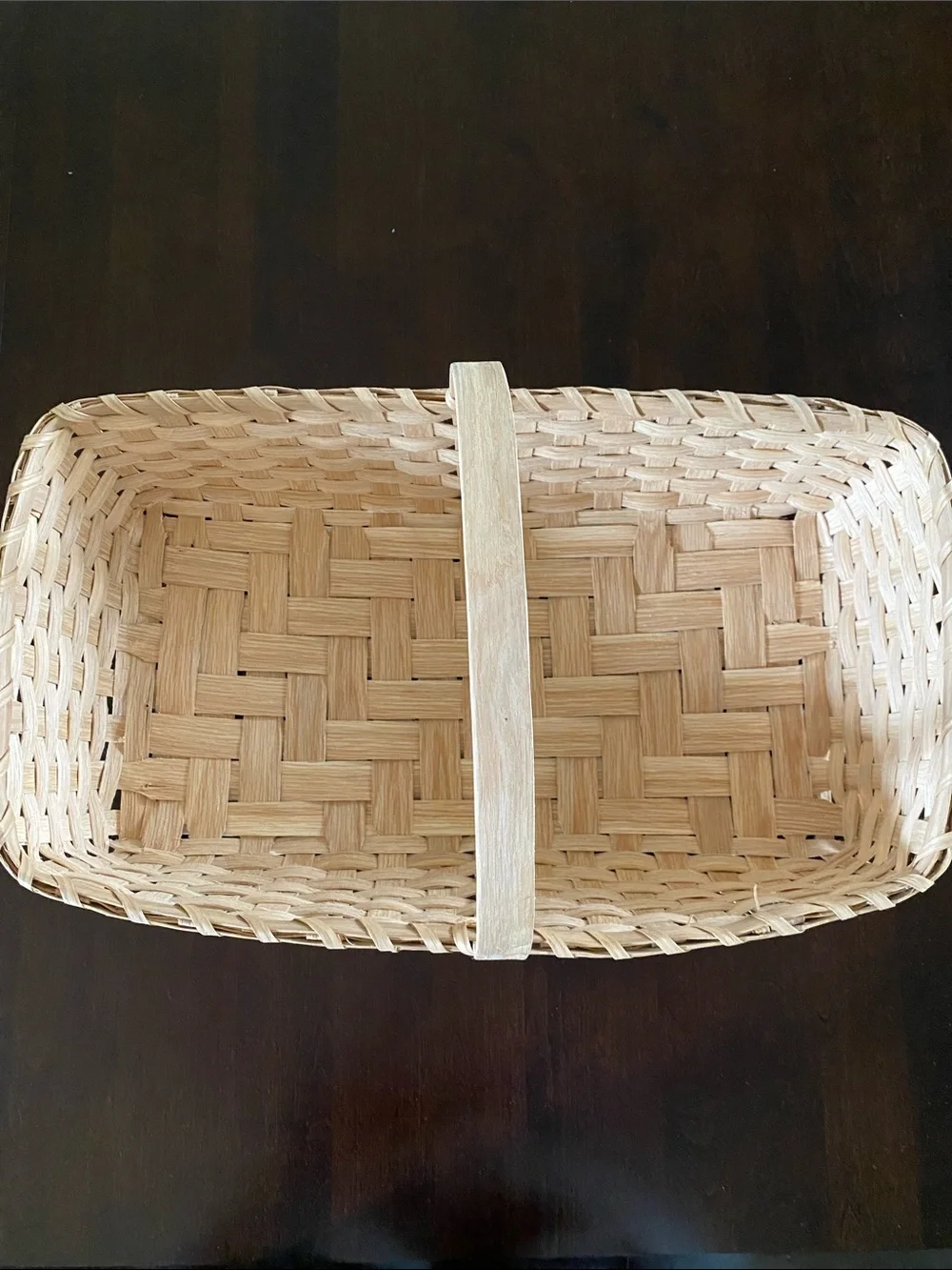 Handwoven Rectangular Handle Basket in Light Tan 21