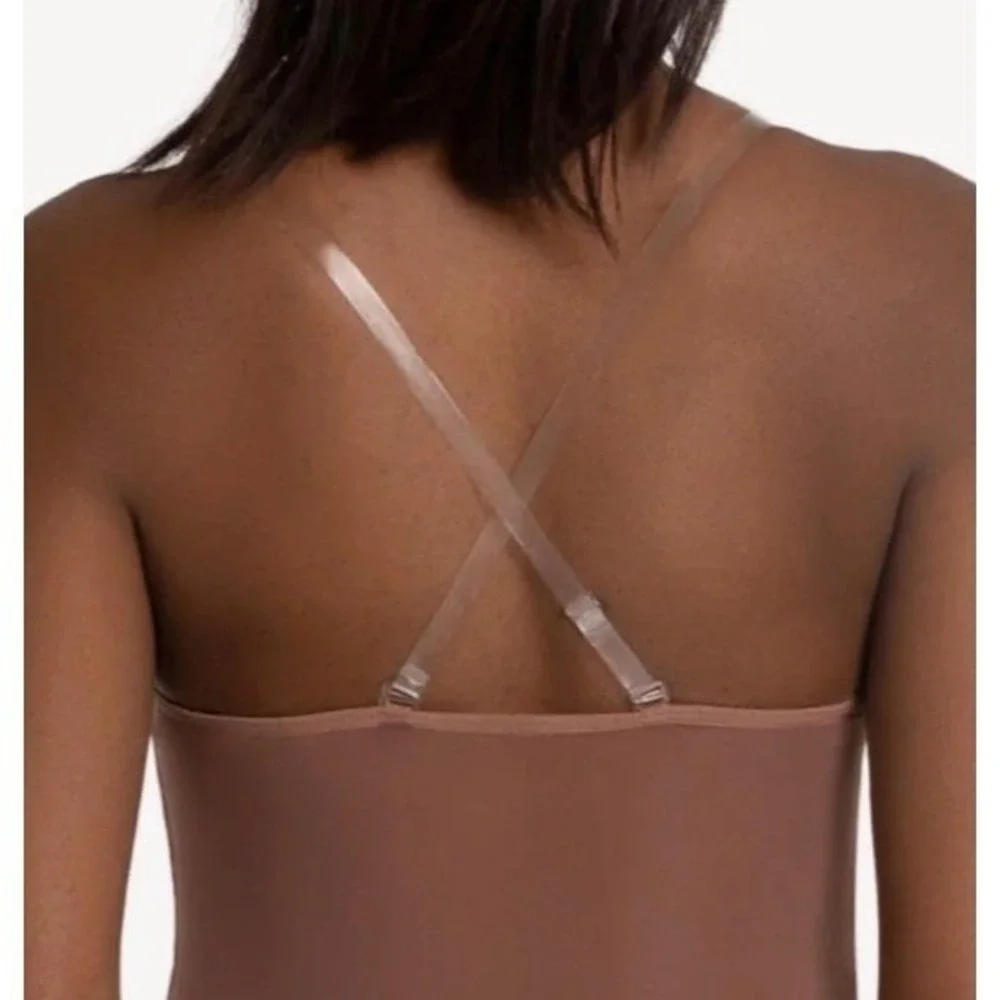 Capezio Plunge Neck Mesh Midriff Leotard skintone 60 brown CM NWT child medium