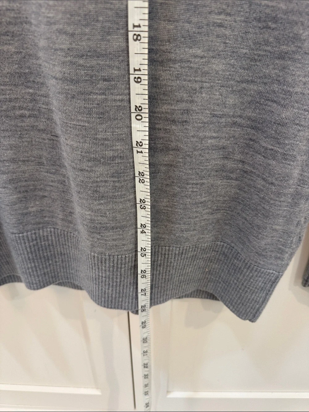 Tory Burch Wool Gray V-Neck Logo Button Cardigan