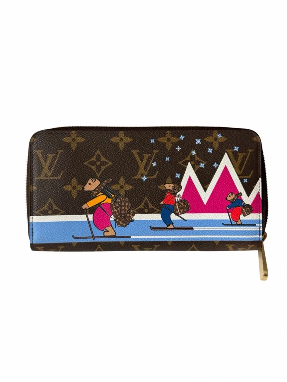 Louis Vuitton 2018 Christmas Animation Zippy Wallet Monogram Ski Bears