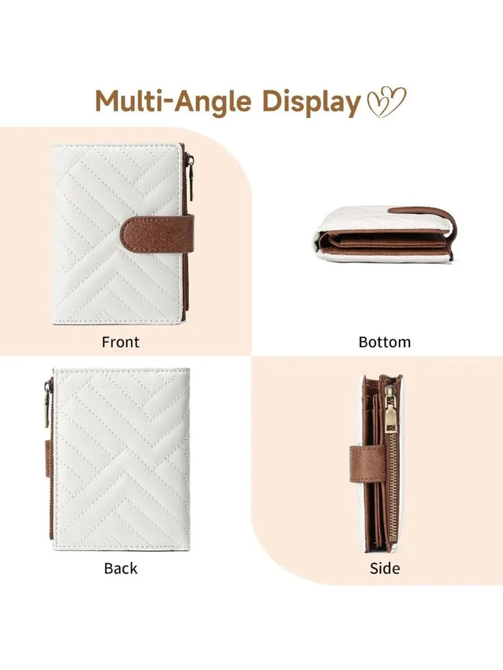 Vegan Leather Small Wallet for Women | RFID Blocking Bifold with Zipper Pocket