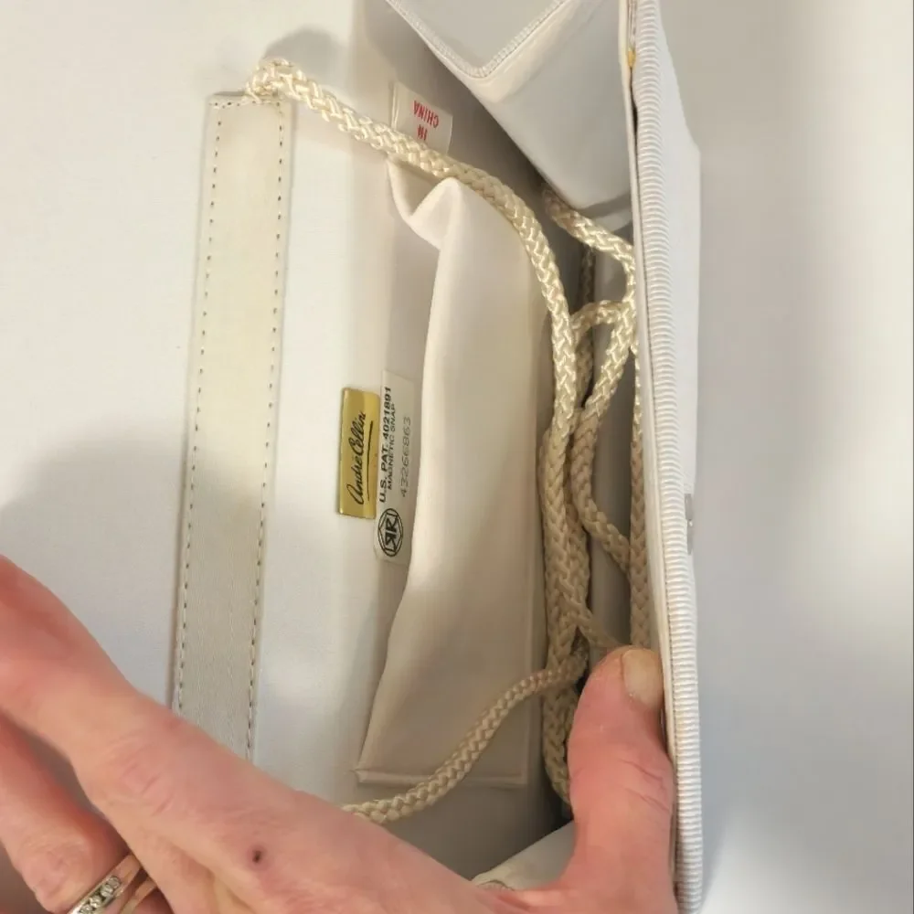 Andre Cellini Vintage Cream Silk Clutch Evening Bag