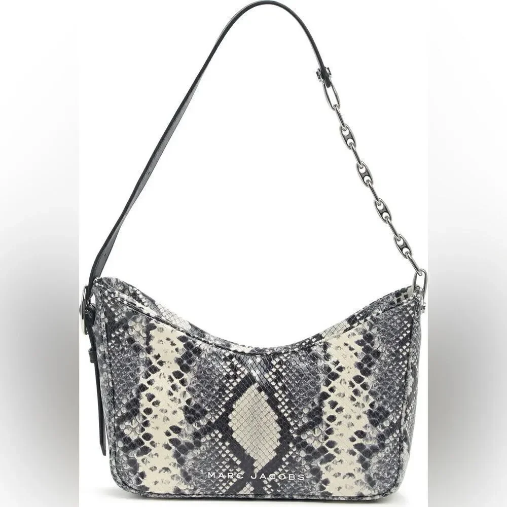 Marc Jacobs Snakeskin Embossed Leather Baguette Shoulder Bag NWT