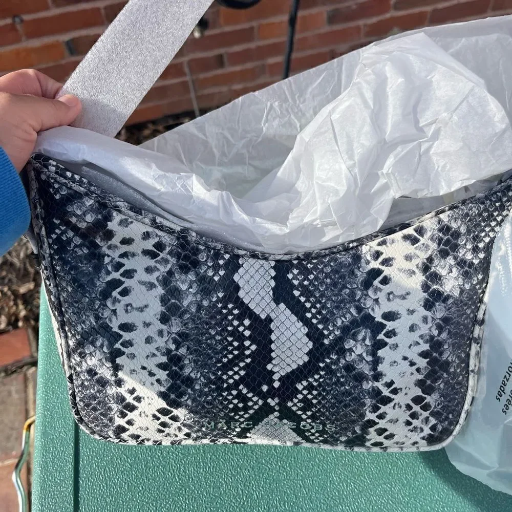 Marc Jacobs Snakeskin Embossed Leather Baguette Shoulder Bag NWT