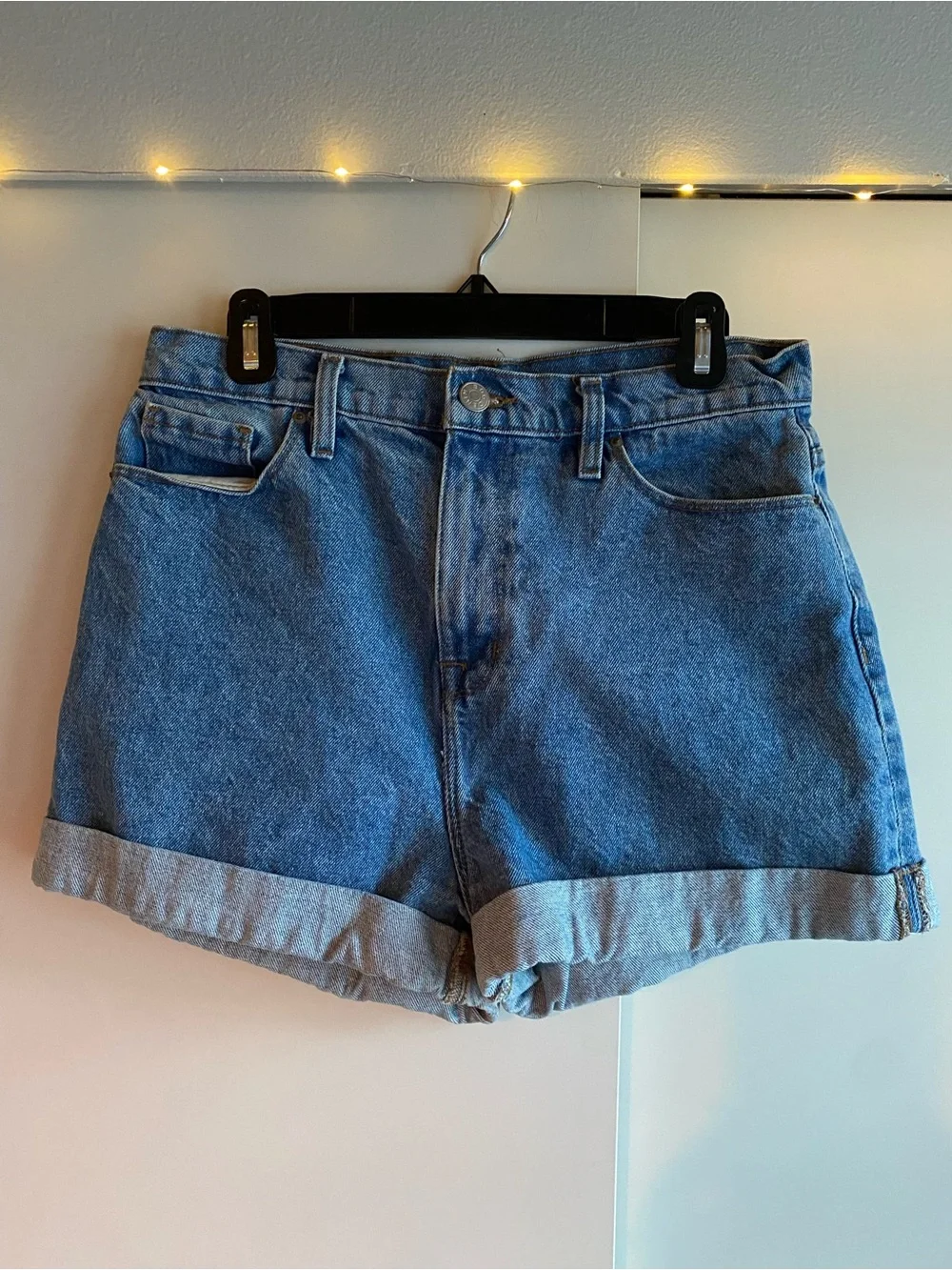 BDG High-Rise Rolled Hem Denim Shorts - Blue Size 29 W