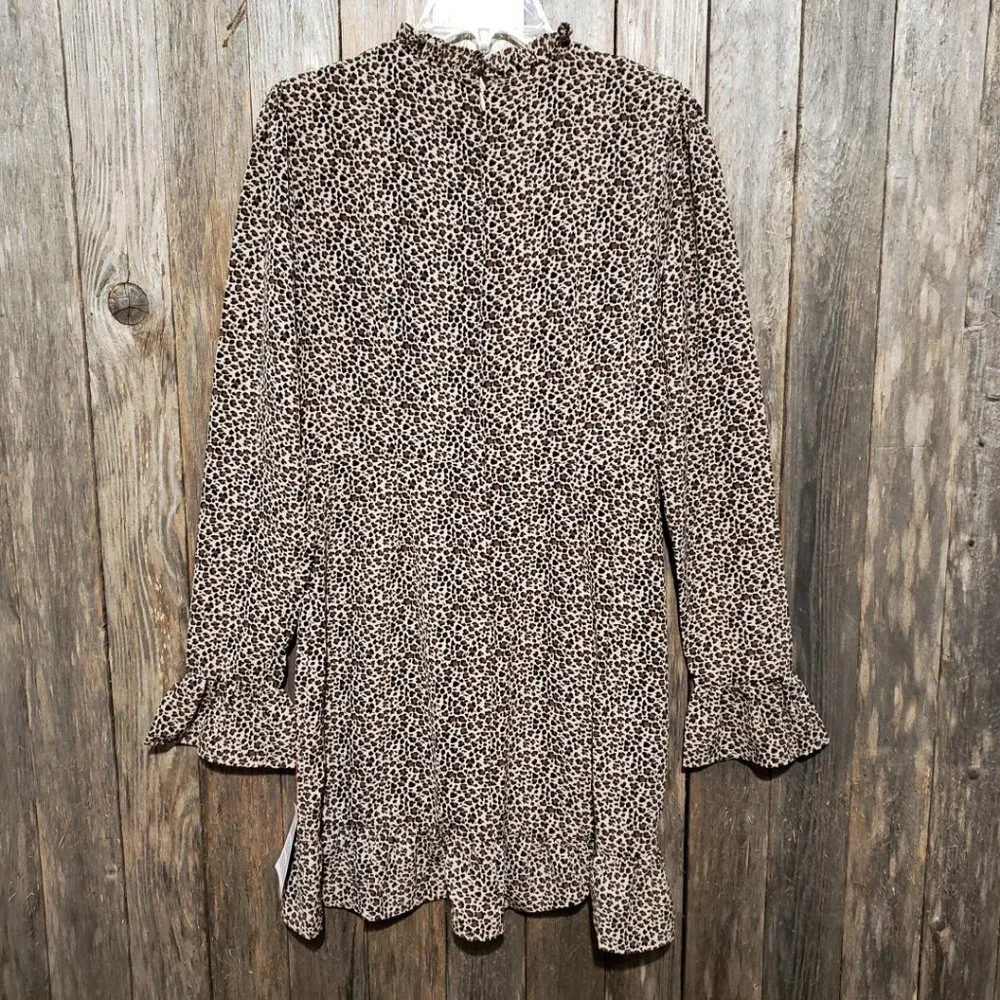 New‎ ASOS Size 8 Women's Animal Print Ruffle Long Sleeve Mini Dress