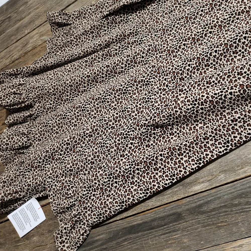 New‎ ASOS Size 8 Women's Animal Print Ruffle Long Sleeve Mini Dress