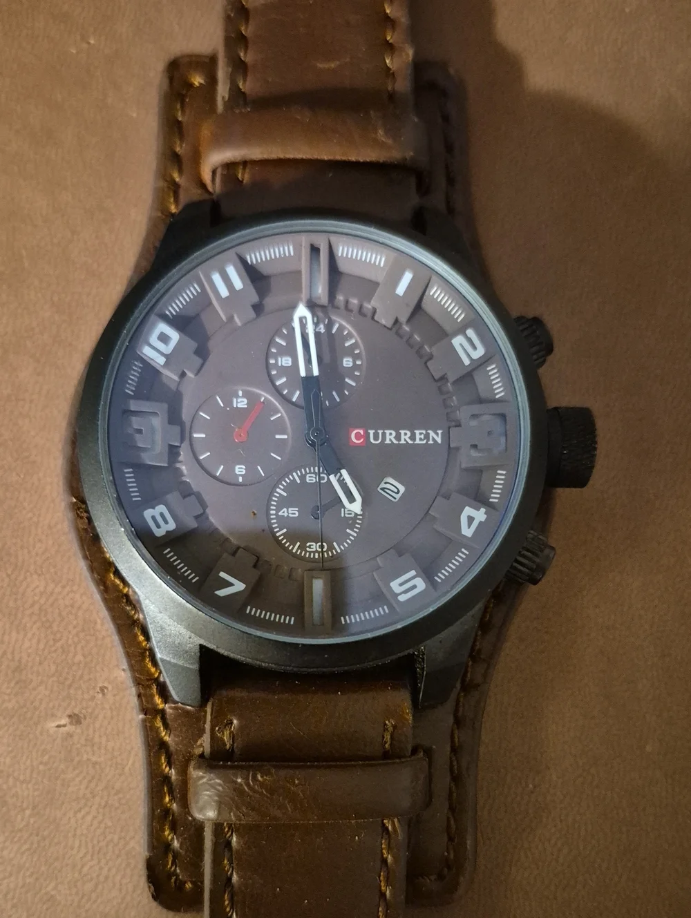 CURREN 8225 Men’s Military Sport Watch - Brown Cuff Leather Strap