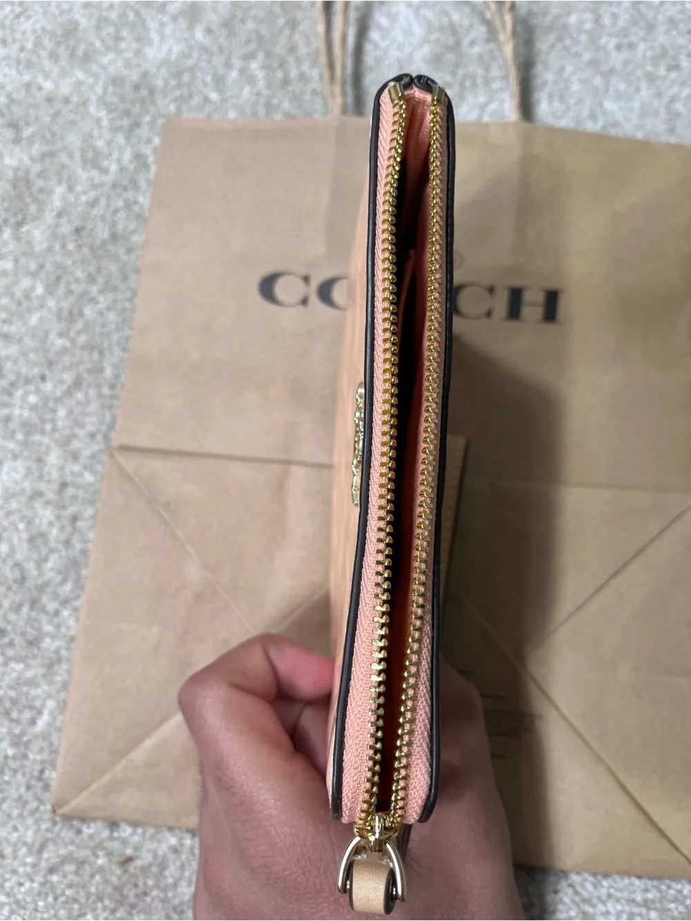 Coach Pink Patent Leather Signature Wristlet