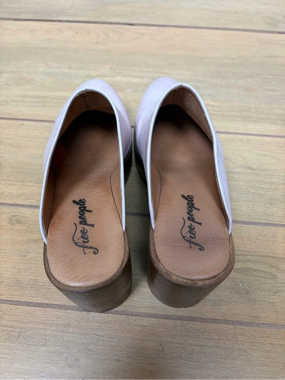 Free People Pink Leather Platform Clogs
