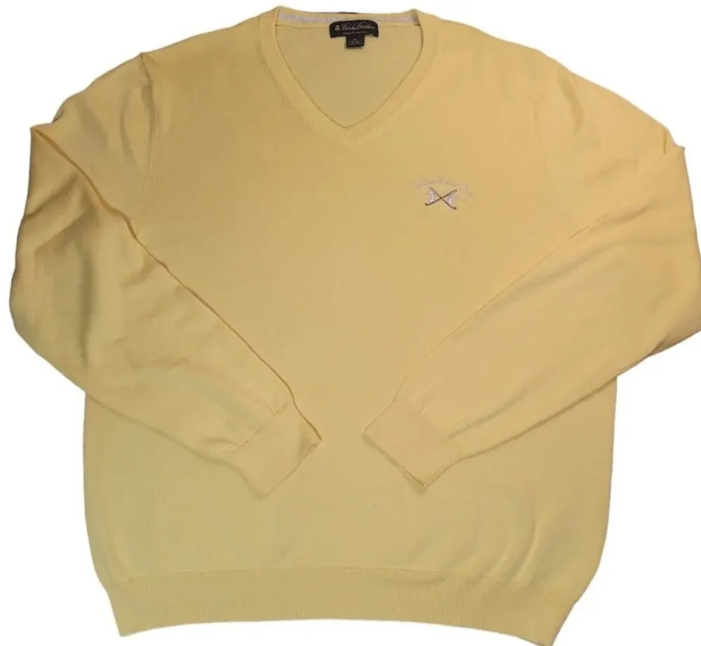 Brooks Brothers Supima Sweater XL Yellow Preppy Golf Luxe