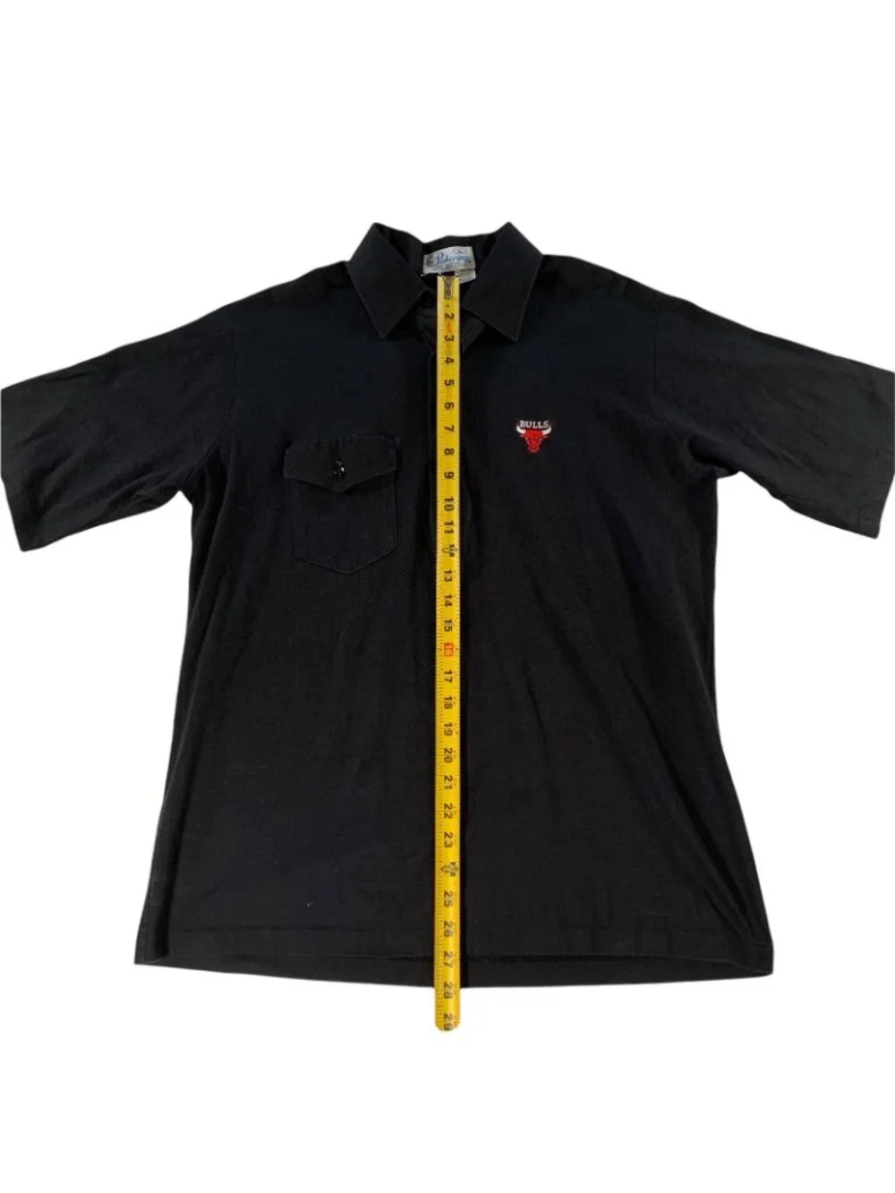 VTG Chicago Bulls Men’s Single Stitch Pocket Polo Shirt Black • Large