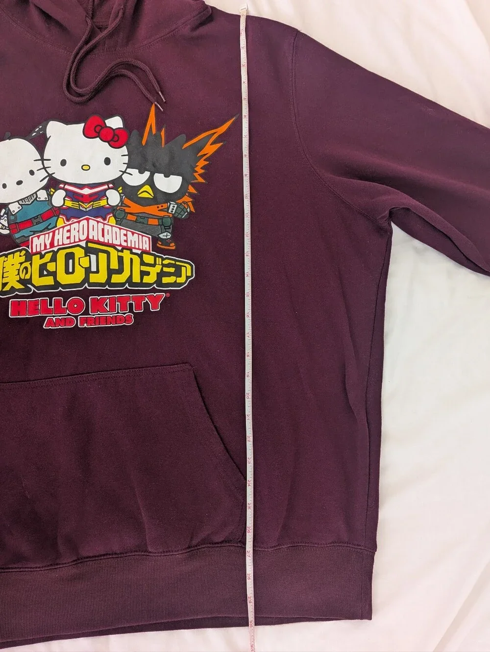 Sanrio My Hero Academia Hello Kitty & Friends Maroon Hoodie Sweatshirt Size XXL