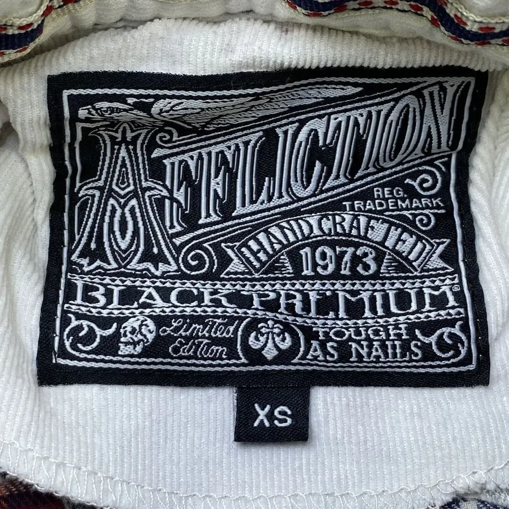 Affliction Black Premium Plaid Flannel Shirt‎ Size XS Limited American Customs