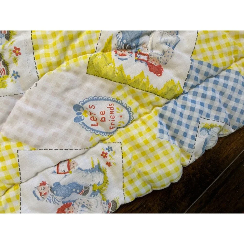 Raggedy Ann‎ Andy Baby Quilt Blanket 30x40 Horse Scene Let’s Be Friends Love One