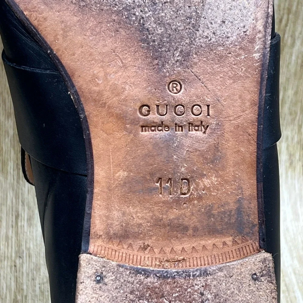 Gucci Hysteria Loafers Men's Size 11 D Black Leather Crest Coin Made in Italy