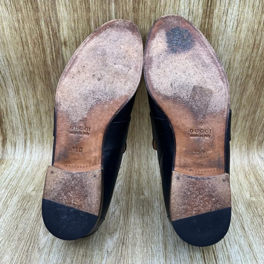 Gucci Hysteria Loafers Men's Size 11 D Black Leather Crest Coin Made in Italy