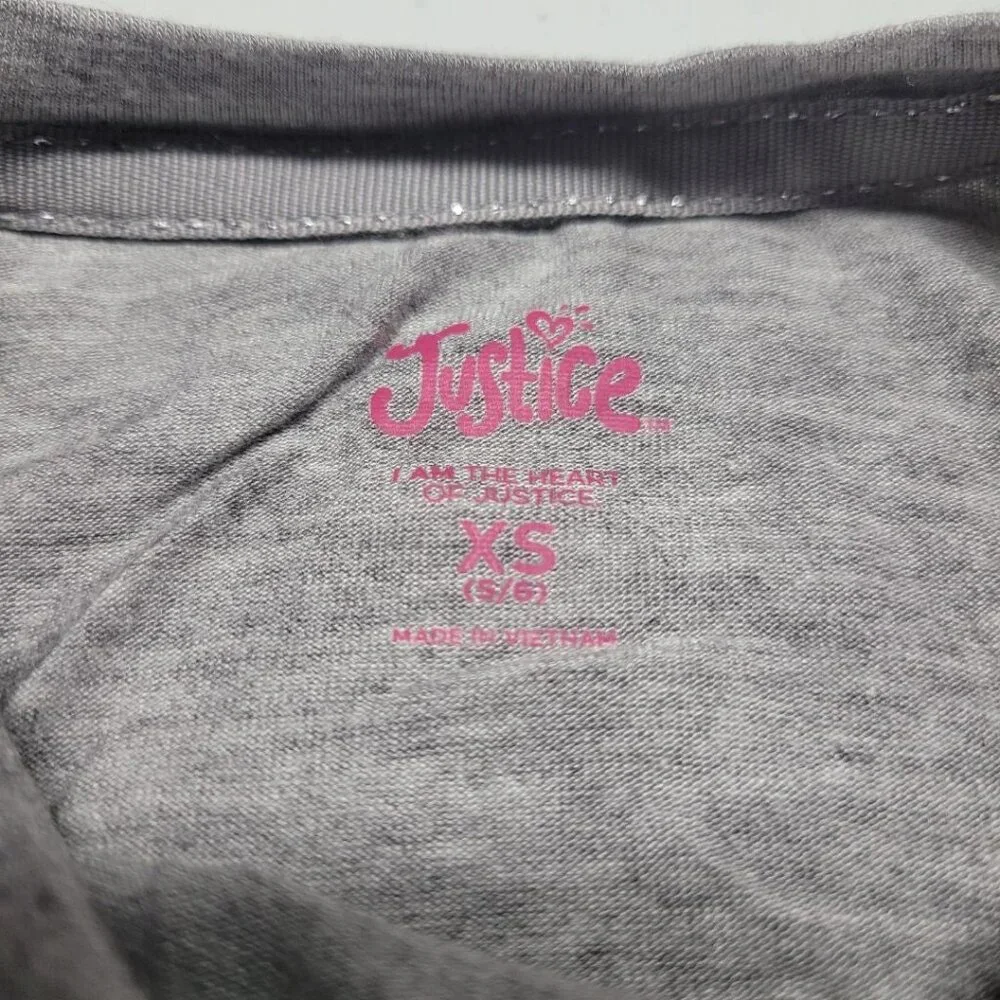 Justice Meant To Be T Shirt Girls Small‎ 5 6 Glitter Tags Gray Short Sleeve