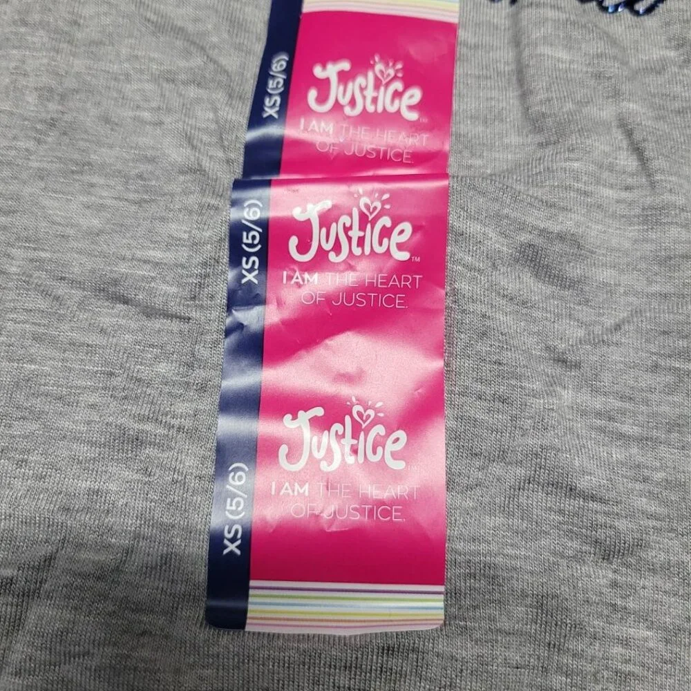 Justice Meant To Be T Shirt Girls Small‎ 5 6 Glitter Tags Gray Short Sleeve