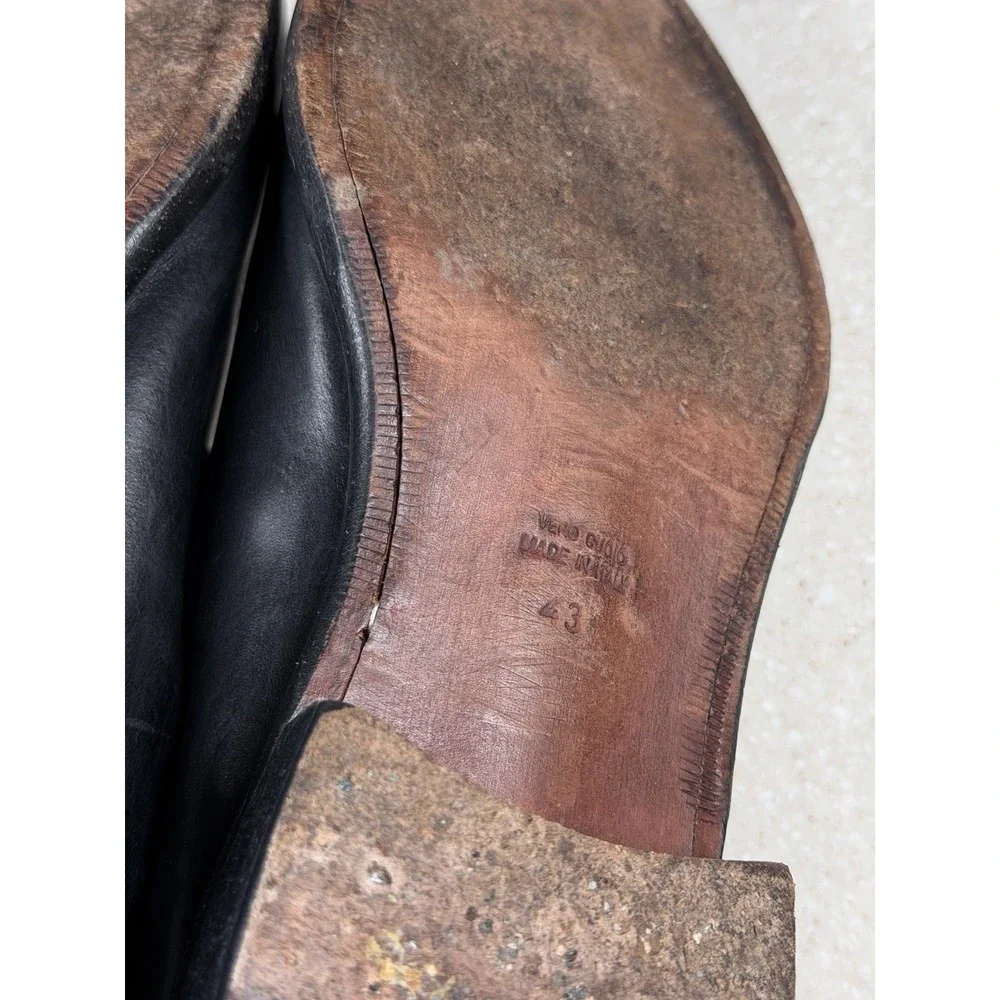 Calzoleria Toscana Men's Sz 10 US Black Leather Oxfords EUR 43 Made Italy
