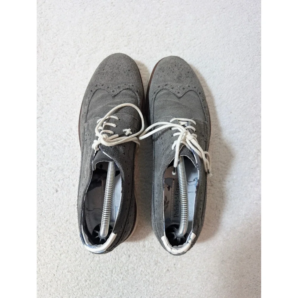 Paisley & Gray Wingtip‎ Oxford Mens 9 Gray Suede Brogue Dress Shoes