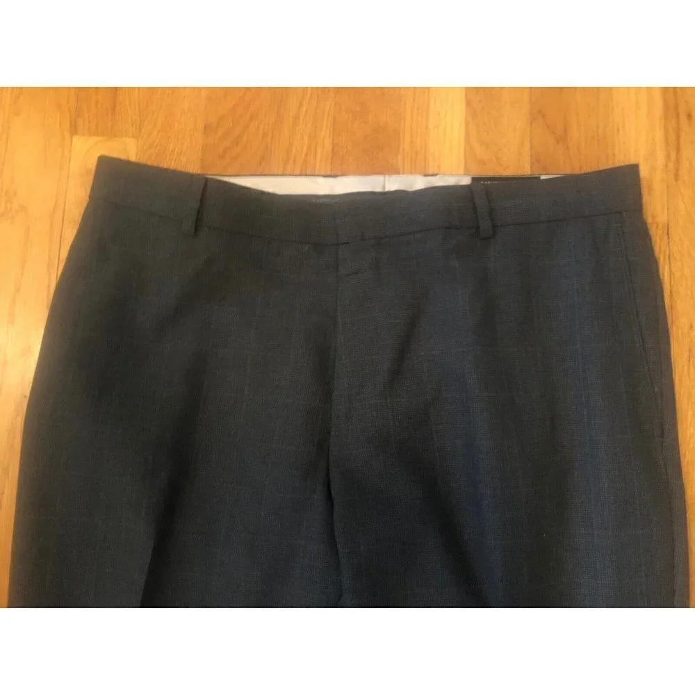 Banana Republic Mens Size 35x30 Blue Plaid Tailored Slim Fit Dress Pants