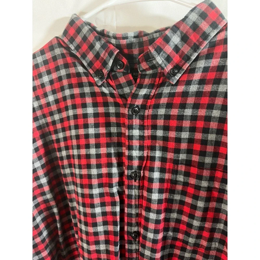 Banana Republic Luxe Flannel Shirt Mens XL Red Grey Grant Fit‎ Plaid Button Down