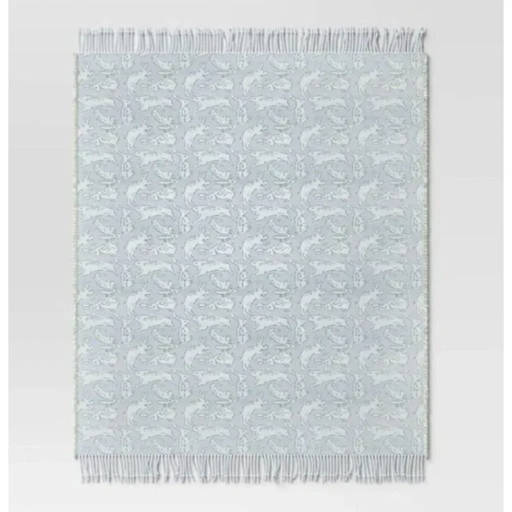 Target Woven Jacquard Bunny Easter Throw Blanket Blue Threshold™