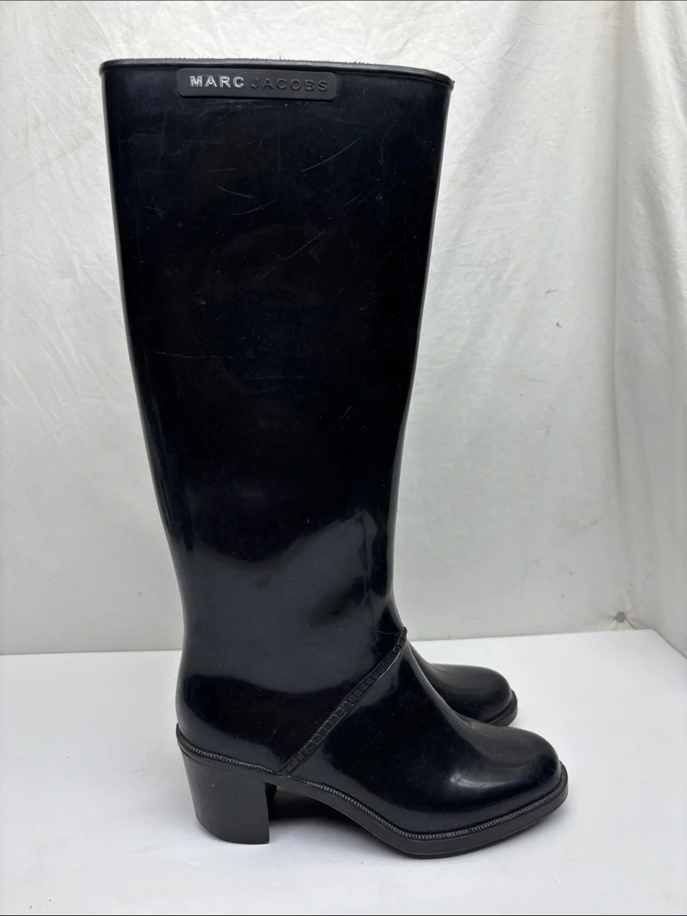 Marc Jacobs Classic Black Knee-High Rain Boots - Women's, SZ 6.5