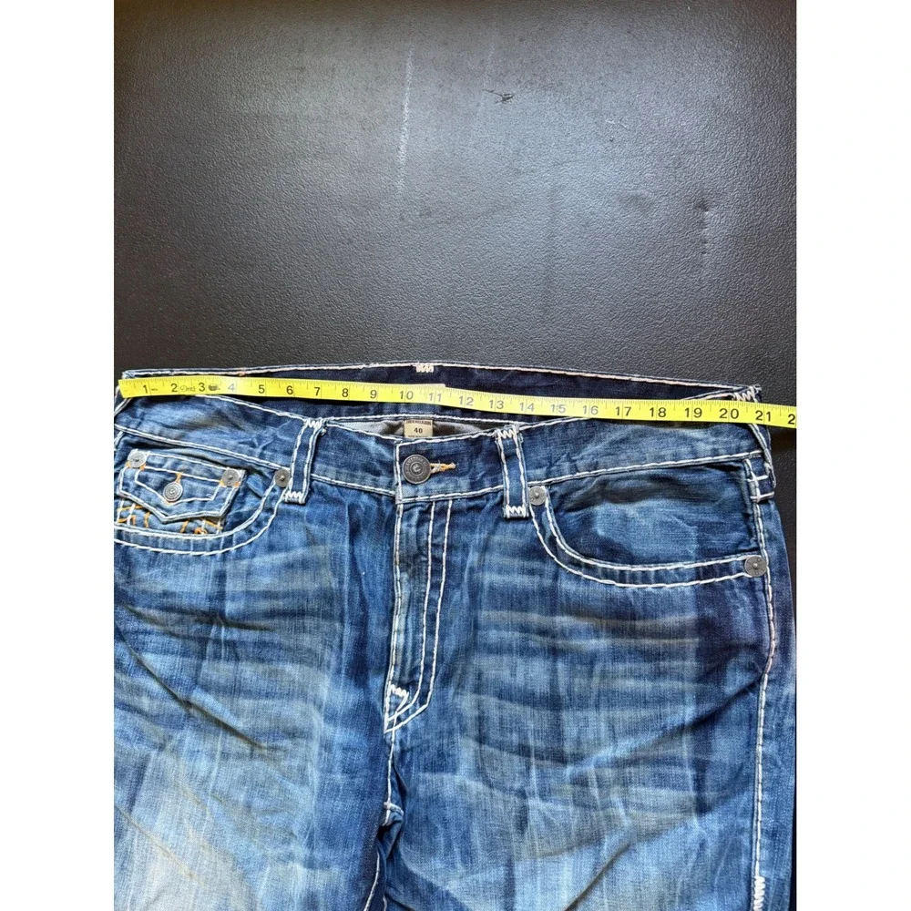 True Religion Ricky Super T Relaxed Straight Jeans Blue Nat Sunset Size 40