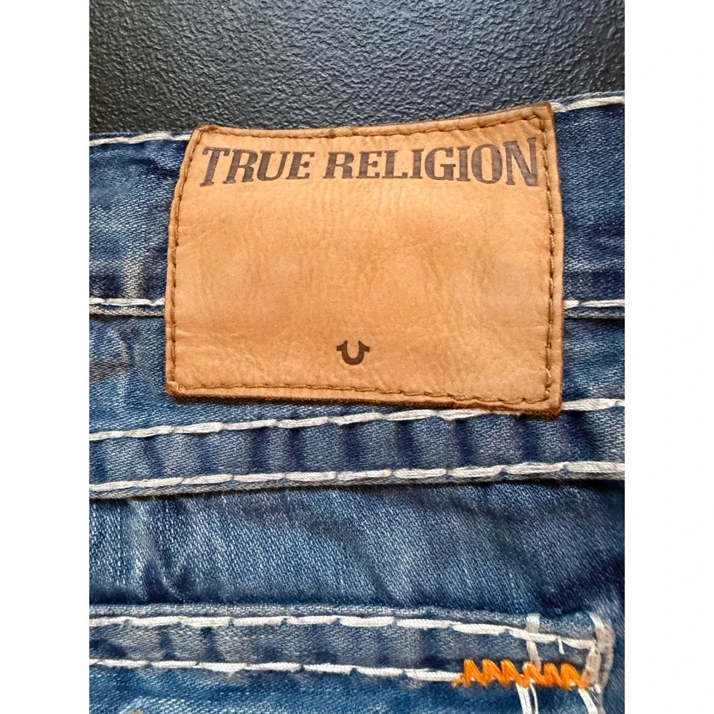 True Religion Ricky Super T Relaxed Straight Jeans Blue Nat Sunset Size 40