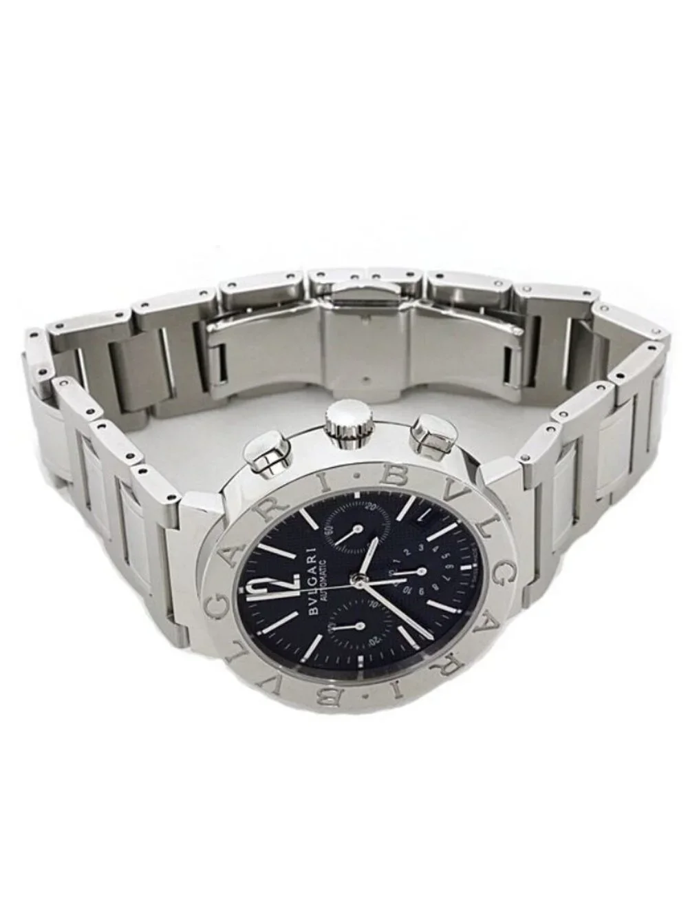Bvlgari Watch Date Chronograph BB 38 Ssch Black Dial Automatic