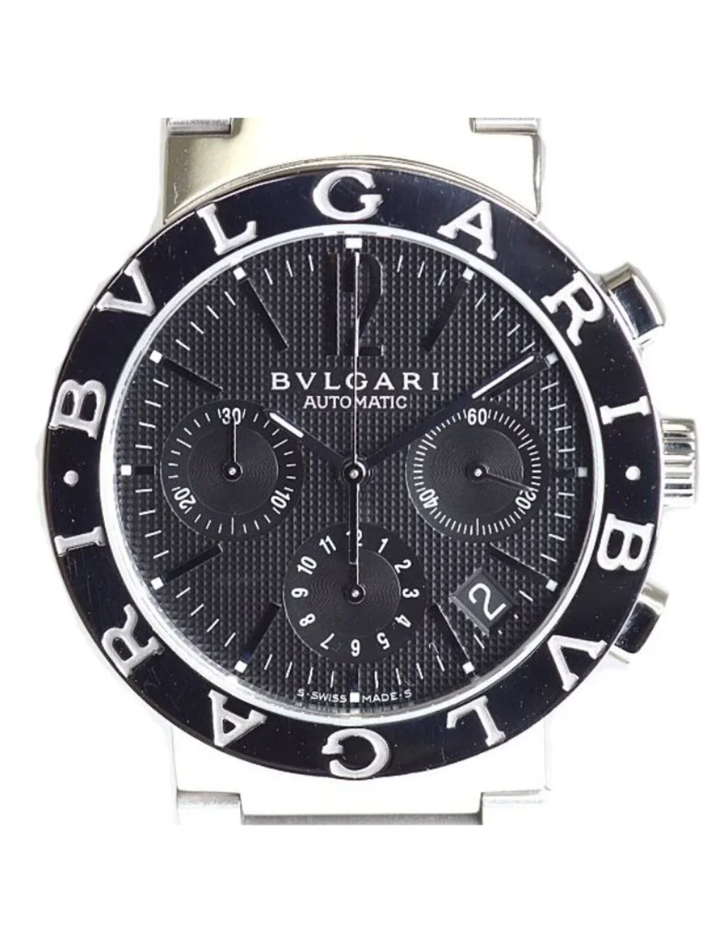 Bvlgari Watch Date Chronograph BB 38 Ssch Black Dial Automatic