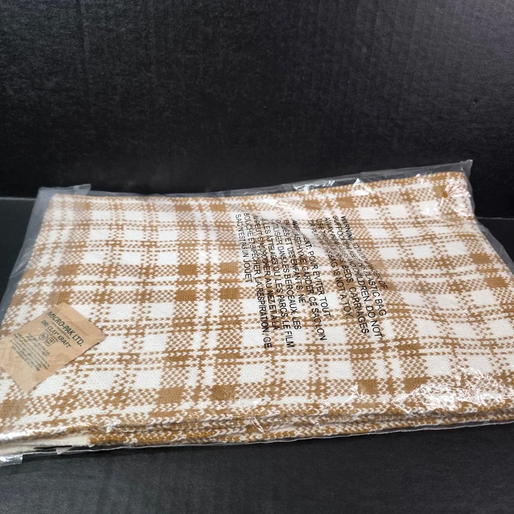Timberland Plaid Scarf T101808 231 Wheat‎ White OS New