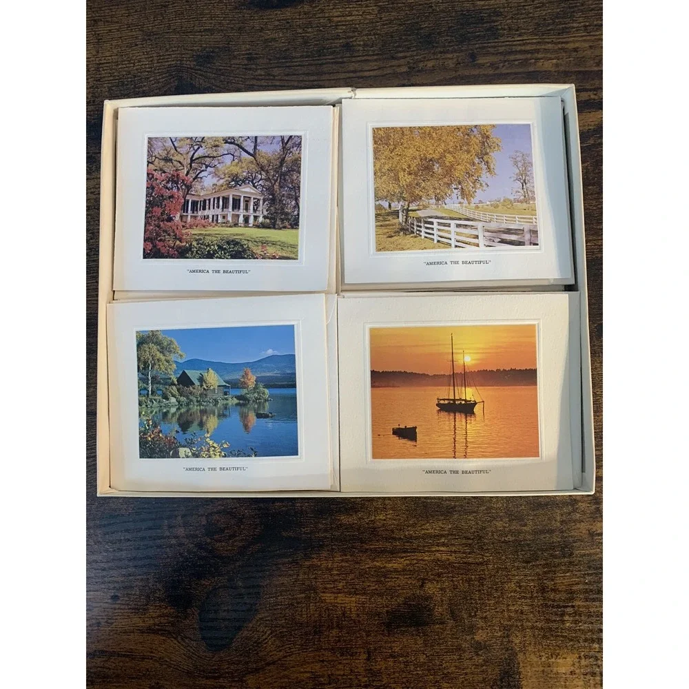America The Beautiful Color Photograph Note Card Set Vintage 12 Cards