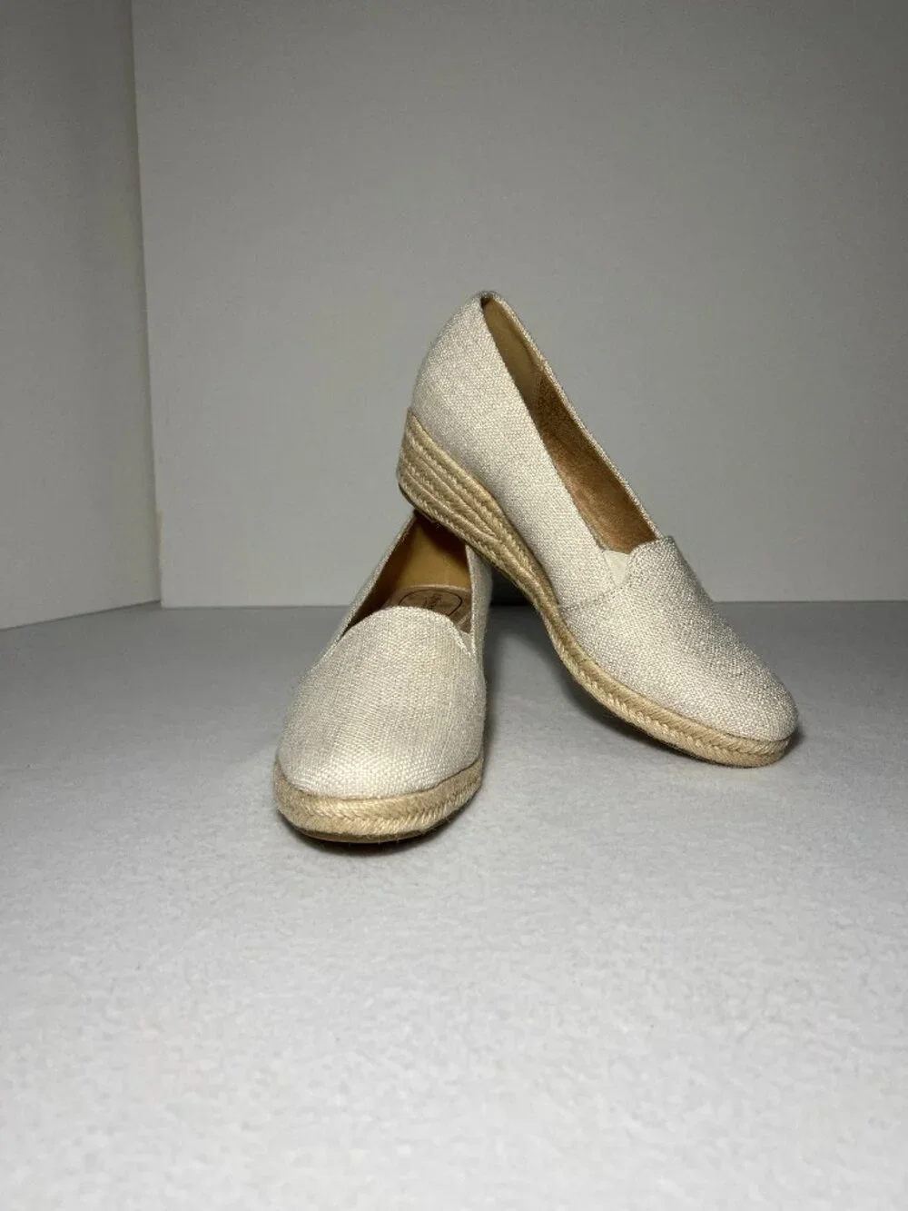 LifeStride Women's 9.5W Kamilla Mid Wedge Heel Espadrilles Linnen Slip-on Loafer