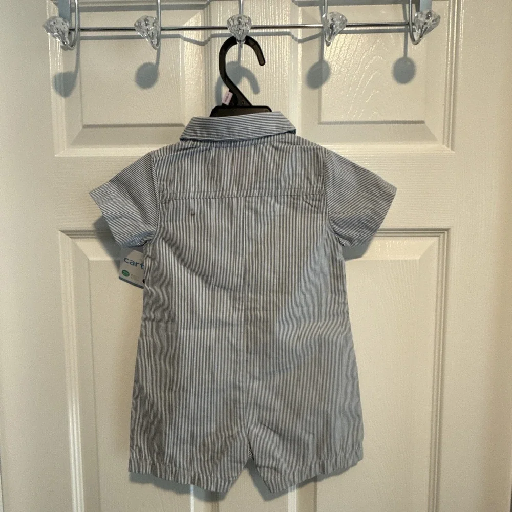 Carter's Blue And White Striped Romper Size 9 Month New With Tags