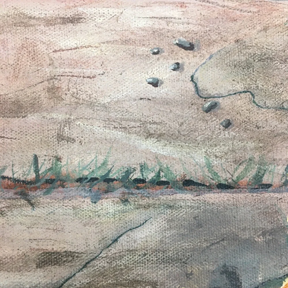 Vintage 1982 Brick Path Walkway Painting Signed Original Pottery Garden Doorway