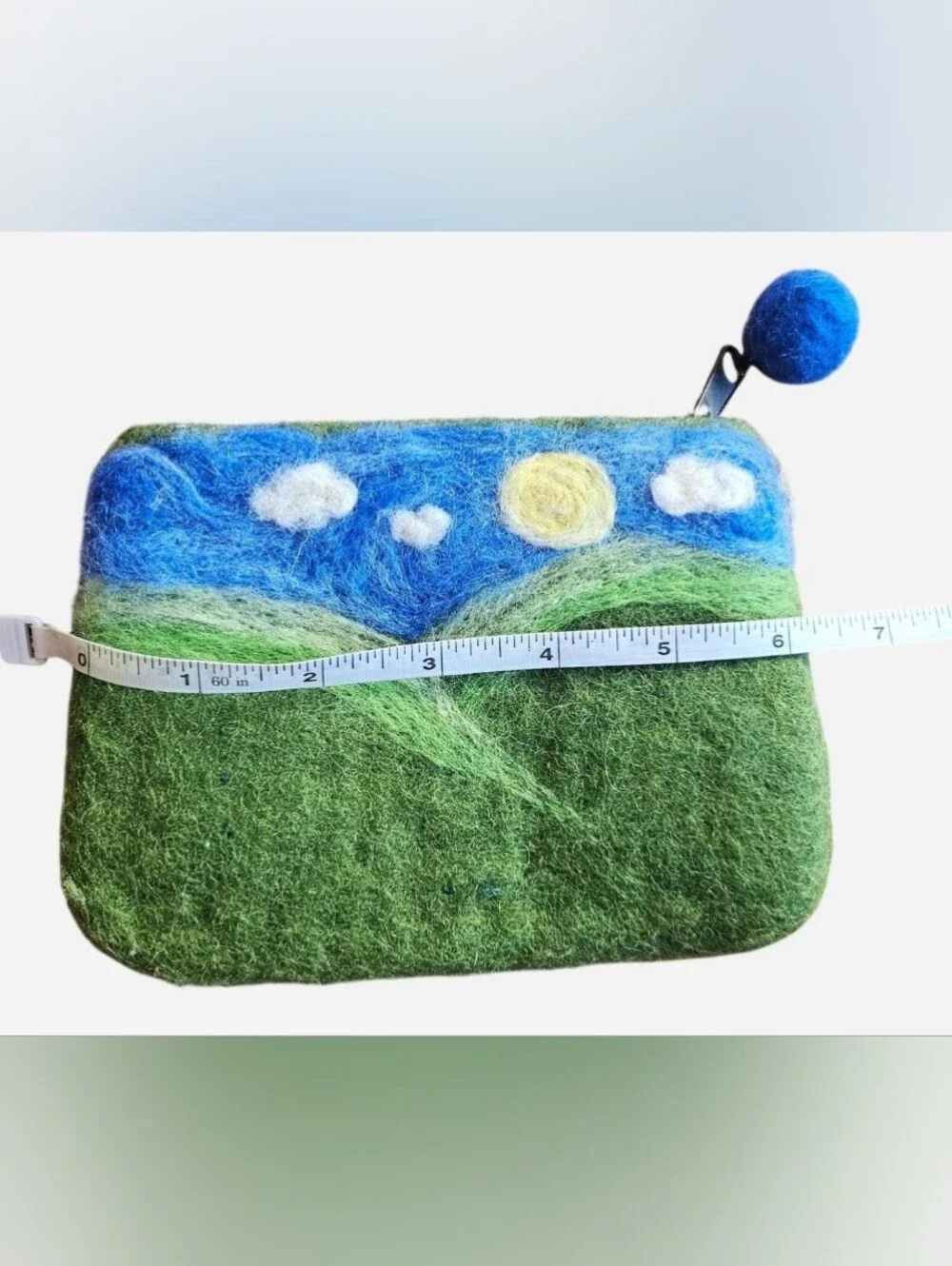 Handmade in Nepal Earthcore Day and Night Rolling Hills Wool Felted Pouch
