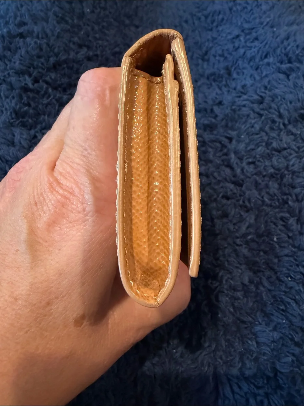 Burberry Peach Leather Card Holder with Gold Logo