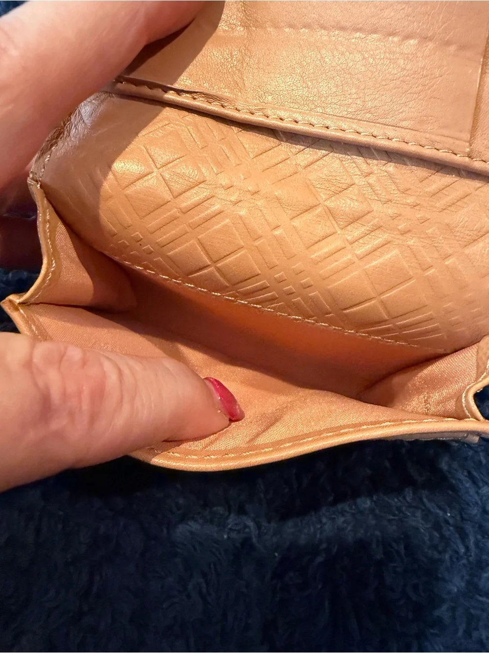 Burberry Peach Leather Card Holder with Gold Logo