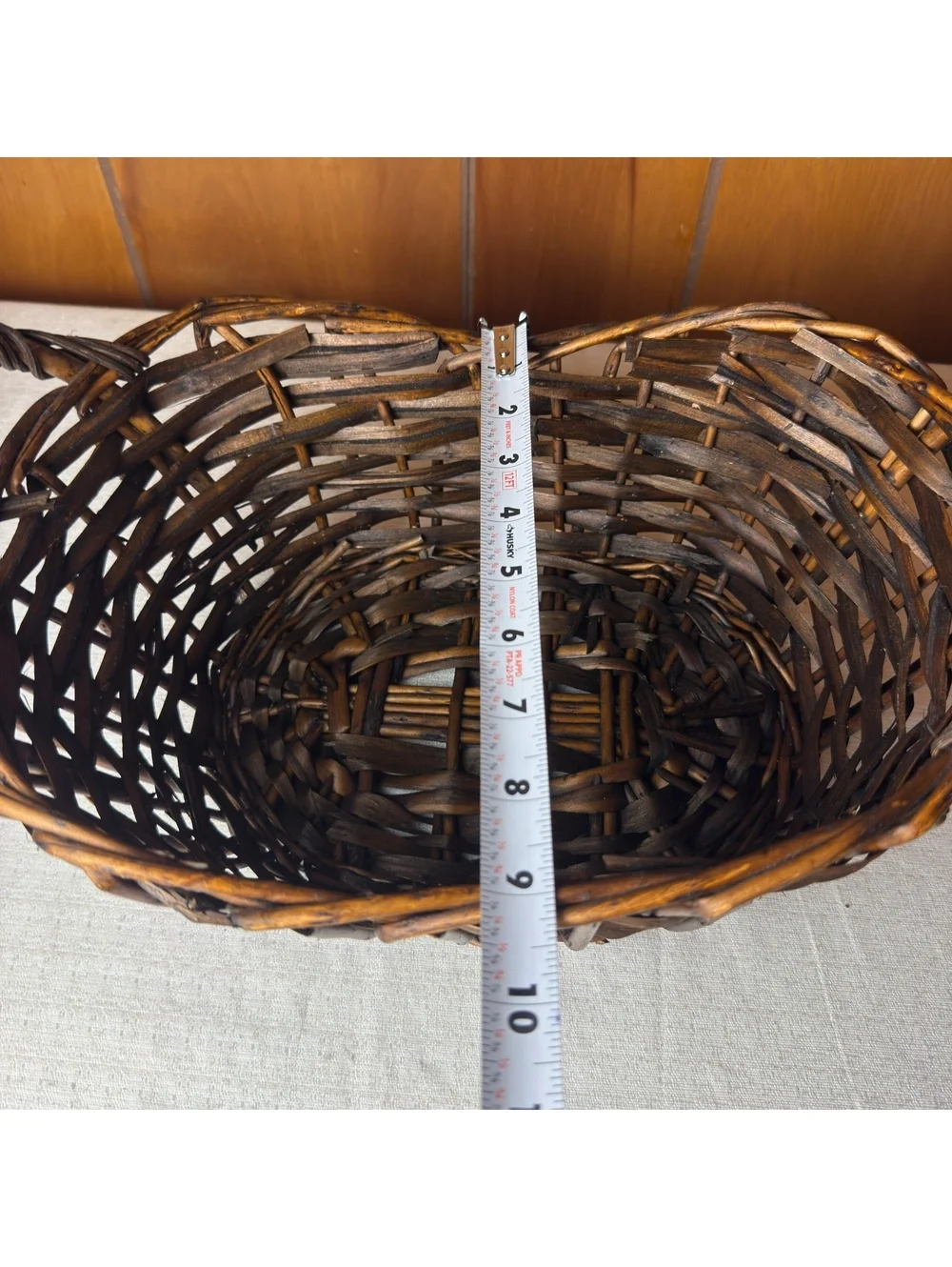 Vintage Rustic Wicker Gathering Basket Primitive Farmhouse Basket With Handles