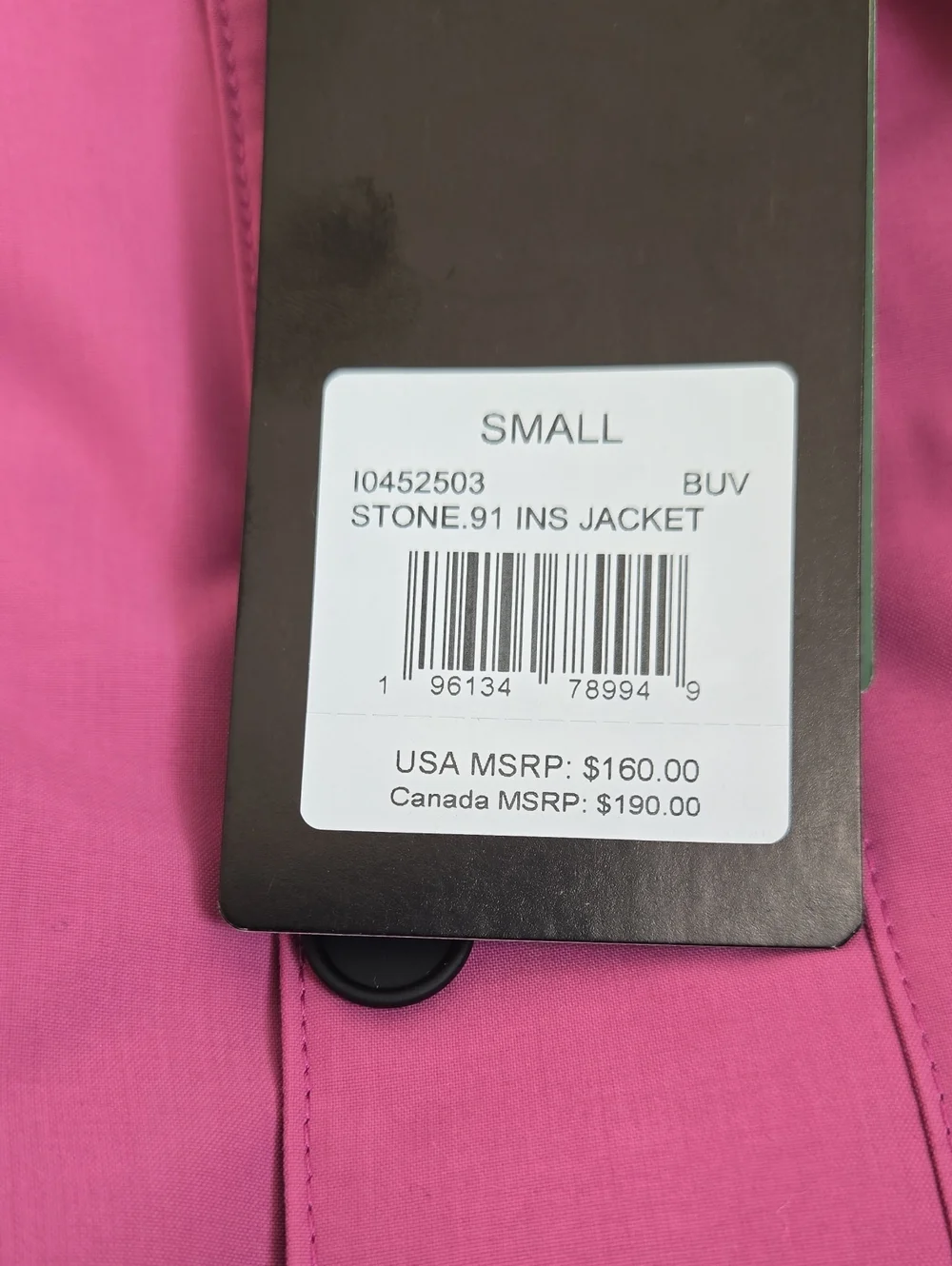 Volcom Size S Pink Relaxed Fit Hooded Performance Jacket, Water Resistant NWT