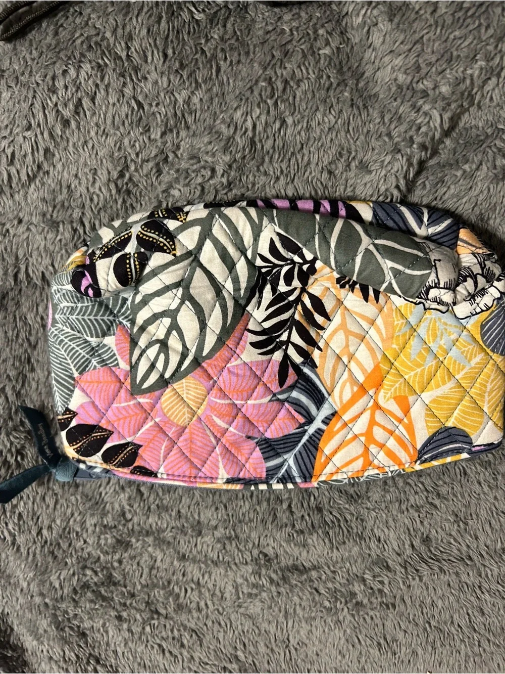 Vera Bradley Quilted Floral Cosmetic Pouch - Pink Yellow Black Cream