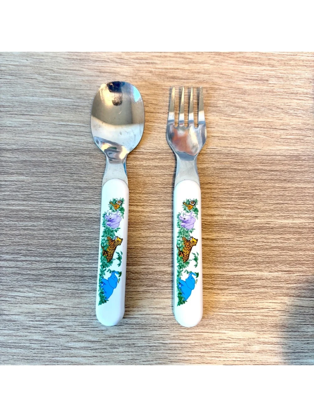 Vintage 1987 Anacapa Melamine Safari Children’s Dish Set Plate, Bowl Cup Fork